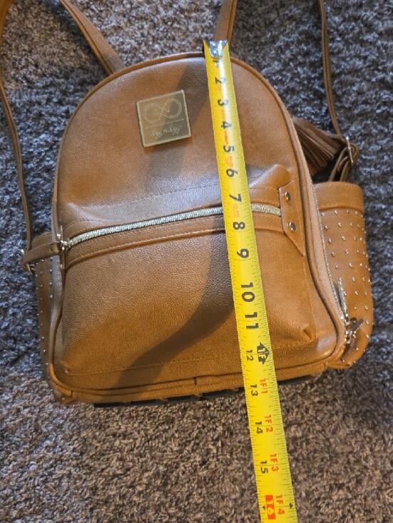 Itzy Ritzy Tan Faux Leather Diaper Bag Backpack main image 4